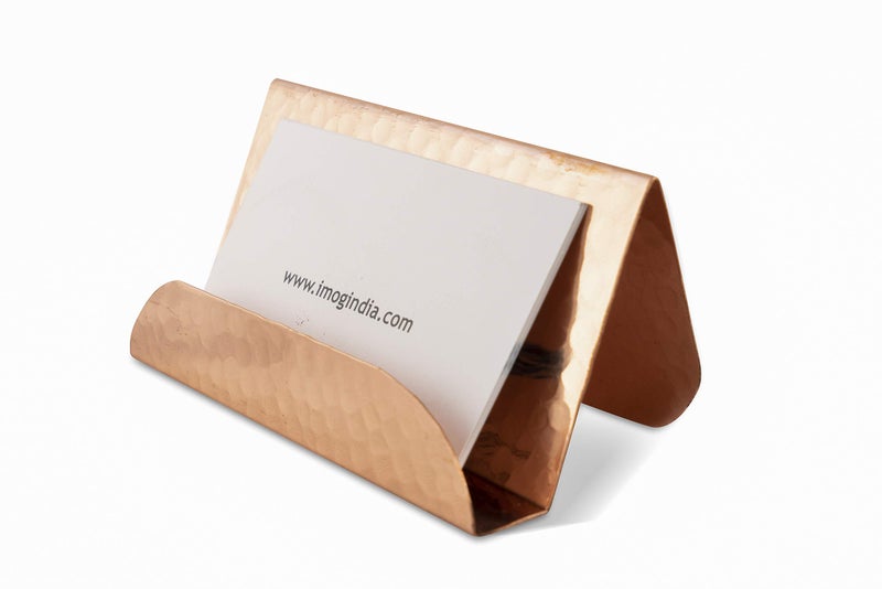 GoCraft Pure Copper Business Card Holder Stand | Fits 20-30 Business Cards | Pure Copper Finish Stand - Image 1